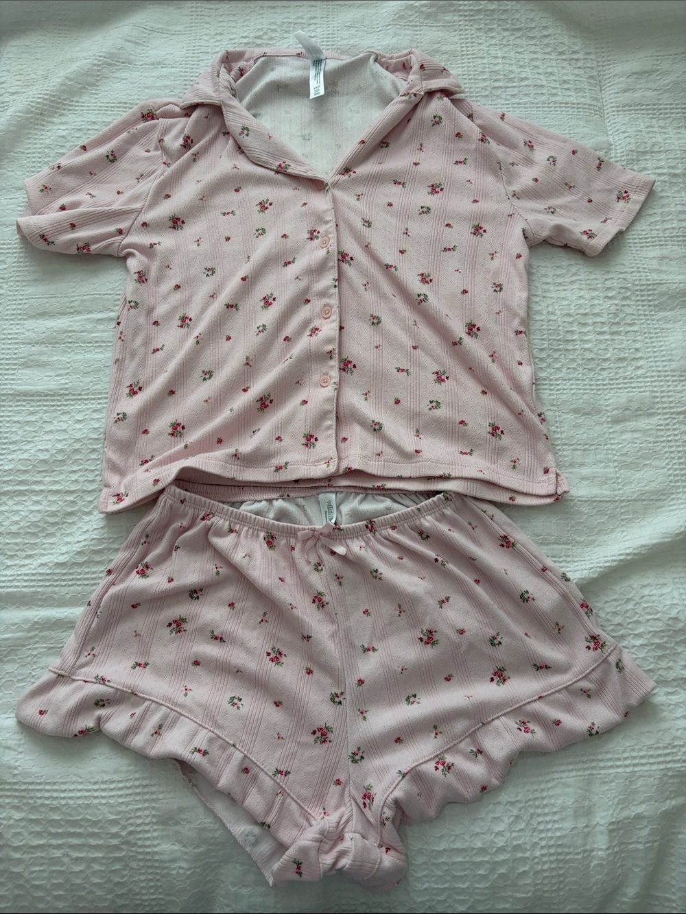 Target Pink Floral Short-Sleeve Pajama Set with Hood
